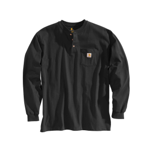 Carhartt Men's Loose Fit Heavyweight Long Sleeve Pocket Henley Shirt Black Large