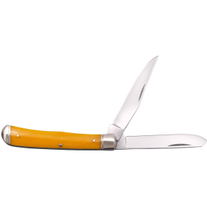 Cold Steel Trapper Pocket Knife 3.3" Utility 8Cr13MoV Satin Blade Bone Handle Yellow