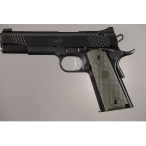 Hogue Rubber Grip Panels Checkered with Diamonds for 1911 Government, Commander Olive Drab