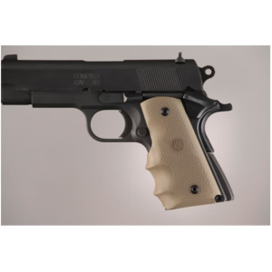 Hogue Wraparound Rubber Grips with Finger Grooves for 1911 Officer Tan
