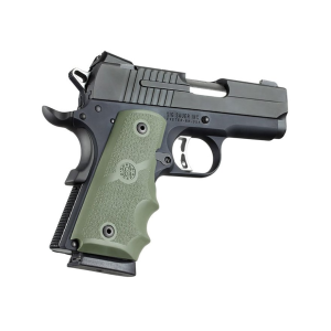 Hogue Wraparound Rubber Grips with Finger Grooves for 1911 Officer Olive Drab