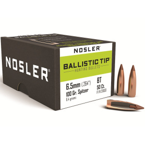 Nosler Ballistic Tip Hunting 6.5mm, 264 Caliber (264 Diameter) Bullets 100 Grain Polymer Tip Box of 50