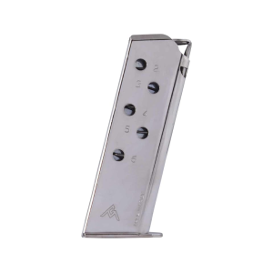 Mec-Gar Magazine with Flat Base for Walther PPK 380 ACP 6-Round Steel Nickel Plated