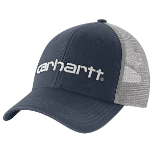 Carhartt Mens Canvas Mesh Back Graphic Logo Hat Navy/White
