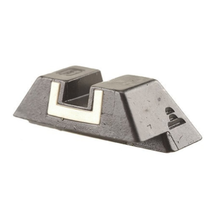Glock Square Rear Sight 7.3mm .287" Height Steel Black White Outline