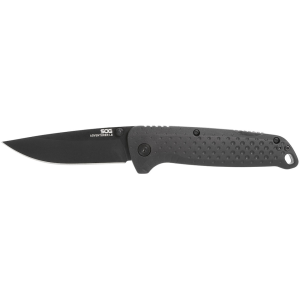 SOG Adventurer LB Pocket Knife 3.5" Drop Point 5Cr15MoV Black Blade Glass Reinforced Nylon (GRN) Handle Black
