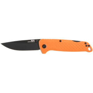 SOG Adventurer LB Pocket Knife 3.5" Drop Point 5Cr15MoV Black Blade Glass Reinforced Nylon (GRN) Handle Blaze Orange