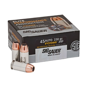 Sig Sauer Elite Performance 45 ACP Ammo 230 Grain Sig V-Crown Jacketed Hollow Point Box of 20
