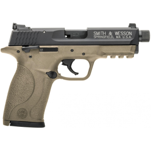 Smith & Wesson M&P 22 22LR Pistol 3.56" Threaded Barrel 10+1 Round Black Slide Flat Dark Earth Grip Flat Dark Earth Frame Suppressor Thread Adapter