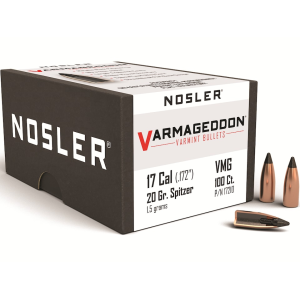 Nosler Varmageddon 17 Caliber (172 Diameter) Bullets 20 Grain Polymer Tip Box of 100
