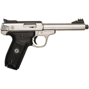 Smith & Wesson SW22 Victory 22LR Pistol 5.5" Threaded Barrel 10+1 Round Stainless Slide Black Grip Stainless Frame