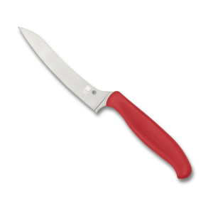 Spyderco Z-Cut Kitchen Knife 4.4" Plain Wharncliffe CTS BD1N Satin Blade Polypropylene Handle Red