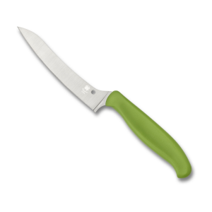 Spyderco Z-Cut Kitchen Knife 4.4" Plain Wharncliffe CTS BD1N Satin Blade Polypropylene Handle Green