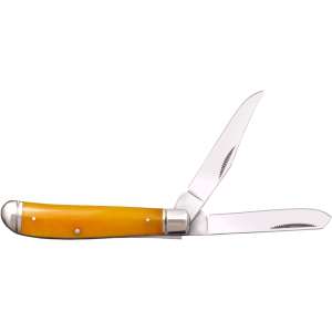 Cold Steel Mini Trapper Pocket Knife 2.7" Utility 8Cr13MoV Polished Blade Bone Handle Yellow