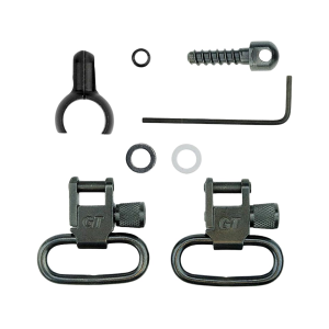 GrovTec Barrel Band Set 2-Piece Measure to Fit .585-.635" Tube Diameter Rear Screw Swivel Stud 1" Locking Swivels Steel Black