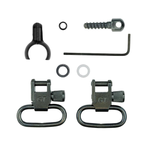 GrovTec Barrel Band Set 2-Piece Measure to Fit Tube Diameter Rear Screw Swivel Stud 1.25"" Locking Swivels Steel Black