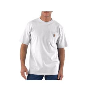 Carhartt Men's K87 Loose Fit Heavyweight Short Sleeve Crew Neck Pocket T Shirt White XL