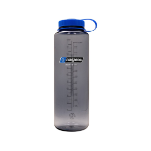 Nalgene Wide Mouth 48oz Water Bottle Gray W/ Blue Cap