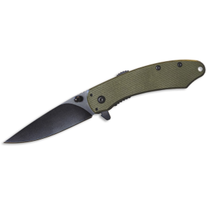 American Buffalo Knife & Tool Ember Assisted Opening Pocket Knife 2.75" Drop Point 8Cr13MoV Black Oxide Blade G-10 Handle Green