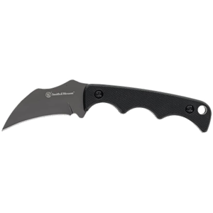 Smith & Wesson HRT Karambit Neck Fixed Blade Knife 2" Karambit 8Cr10MoV Titanium Nitride Blade G-10 Handle Black