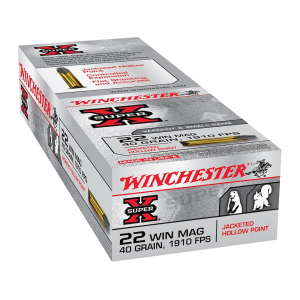 Winchester Super X 22 Winchester Magnum Rimfire (WMR) Ammo 40 Grain Jacketed Hollow Point Box of 50