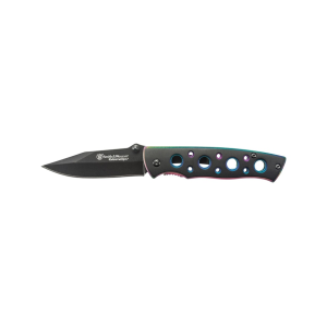 Smith & Wesson Extreme Ops Pocket Knife 2.75" Black Clip Point 7Cr17 High Carbon Stainless Steel Blade Reflective Stainless Steel Liner Aluminum Slab Handle Black