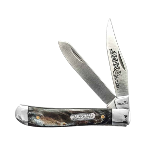 Imperial Knives Trapper Pocket Knife 2.7" Clip/Spey Point 3Cr13 Satin Blade Polyoxymethylene (POM) Handle Gray Swirl