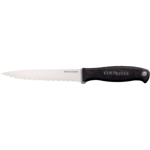 Cold Steel Steak Knife 4.625" Fully Serrated 4116 Stainless Steel Polished Blade Griv-Ex Handle Black - Cold Steel