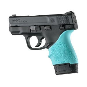 Hogue Handall Slip On Beavertail Grip Sleeve S&W M&P Shield 9, 40, Ruger LC9 Rubber Aqua