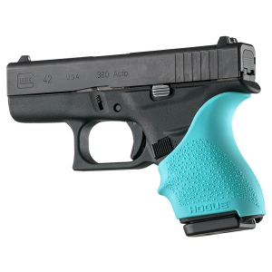 Hogue Handall Slip On Beavertail Grip Sleeve for Glock 42, 43 Rubber Aqua