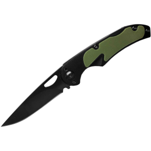 American Buffalo Knife & Tool Mark II Lockback Pocket Knife 2.5" Drop Point 8Cr13MoV Black Oxide Blade G-10 Handle Green