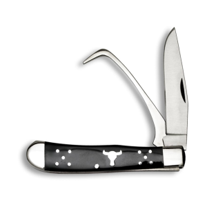 American Buffalo Knife & Tool Farriers Trapper Pocket Knife 3.5" Clip Point 8Cr13MoV Satin Blade Delrin Handle Black