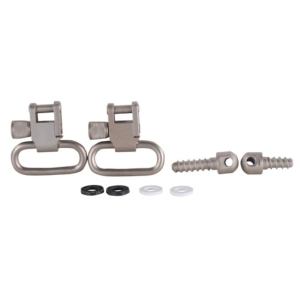 GrovTec Sling Swivel Studs with 1" Locking Swivels Set with Wood Screw Forend Satin Nickel Plated