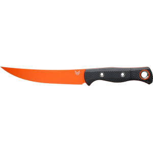 Benchmade Hunt MeatCrafter Fixed Blade Knife 6.08" Trailing Point CPM S45VN Orange Cerakote Blade Carbon Fiber Handle Black - Benchmade
