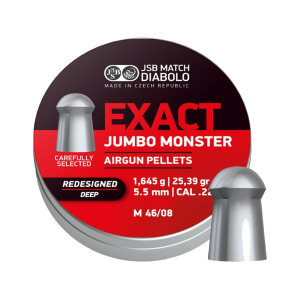 JSB Exact Jumbo Monster Deep Skirt Air Gun Pellets 22 Caliber 25.39 Grain Tin of 200