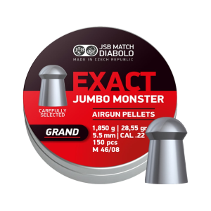 JSB Exact Jumbo Monster Grand Air Gun Pellets 22 Caliber 28.55 Grain Tin of 150