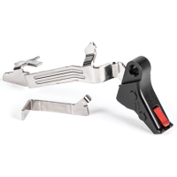 ZEV Technologies PRO Trigger with Trigger Bar Flat Faced for Glock 17, 19, 19X, 26, 34, 45 Gen 5 Aluminum Black Pad, Red Safety