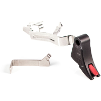 ZEV Technologies PRO Trigger with Trigger Bar Curved Face for Glock 17, 19, 19X, 26, 34 Gen 5 Aluminum Black Pad, Red Safety
