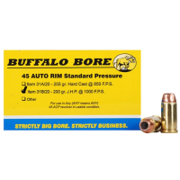 Buffalo Bore 45 Auto Rim (Not ACP) Ammo 200 Grain Jacketed Hollow Point Box of 20