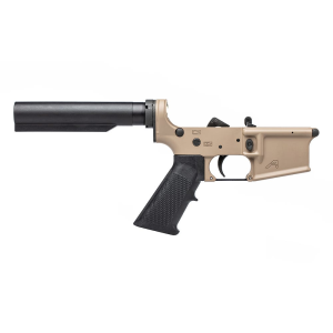 AR15 Carbine Complete Lower Receiver w/ A2 Grip, No Stock - FDE Cerakote - Aero Precision