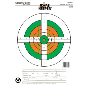 Champion Fluorescent Orange / Green Bullseye Scorekeeper Paper Target 12-Pack