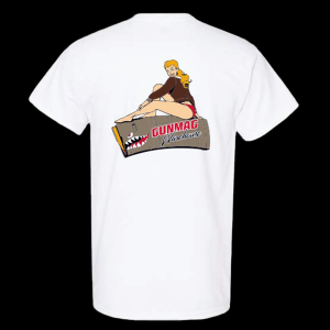 GunMag Pin-Up Short Sleeve T-Shirt - White w/ RED Logo - M