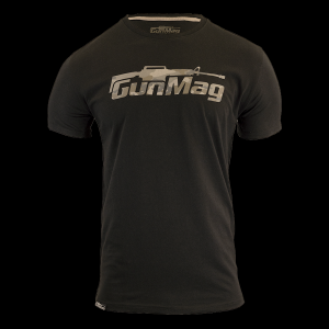GunMag Vintage Camo Logo T-Shirt - Black with Camo Logo - XL
