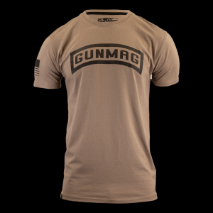 GunMag Tab Logo T-Shirt - FDE with Black Logo - M