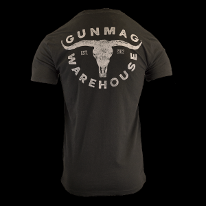 GunMag Longhorn Logo T-Shirt - Black with Gray Logo - S