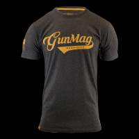 GunMag Baseball Logo T-Shirt - Charcoal with Golden Rod Logo - M