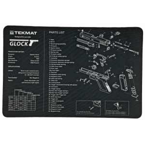 TekMat Pistol Mat For Glock, 11"x17", Black, Includes Small Microfiber TekTowel, Packed in Tube TEK-R17-GLOCK