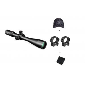 VORTEX Viper HS-T 6-24x50mm VMR-1 Reticle 30mm Riflescope w/ Pro Series 30mm Medium Rings, Logo Black Camo Hat and Microfiber Cleaning Cloth