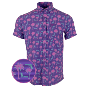 RETRO RIFLE Rising Palm Purple Button Down Shirt, XXL (RISINGPALMPURPLE-XXL) - Retro Rifle