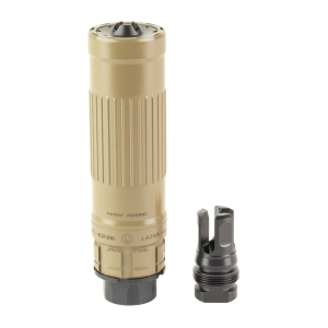 DEAD AIR ARMAMENT Lazarus 6 6mm/5.56mm FDE Silencer with Xeno Adapter and 1/2-28 Xeno 3Prong Flash Hider (LZ6XNFDE)